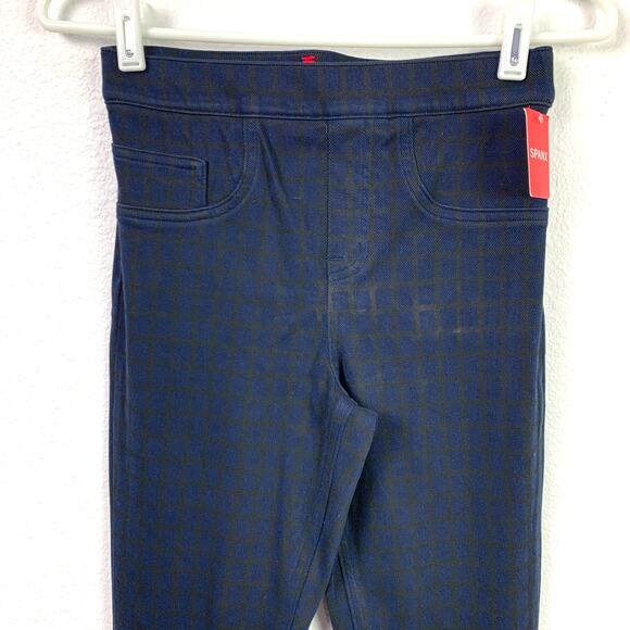 Spanx Black Blue Plaid Pants Leggings Jeggings Size XS A368566 NWT - Picture 2 of 8
